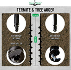 Power Planter Termite & Tree Auger 2"x24" With 1/2" Non-Slip Hex Drive - Heavy Duty Auger Bare Root Tree & Shrub Planting, Irrigation or Bait Stations Install - Works in All Soil Conditions - USA Made