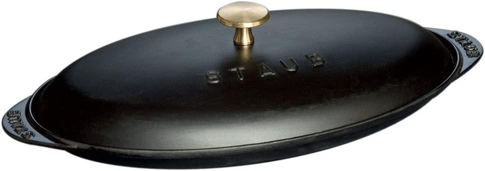 Staub Cast Iron 14.5-inch x 8-inch Covered Fish Pan - Matte Black, Made in France