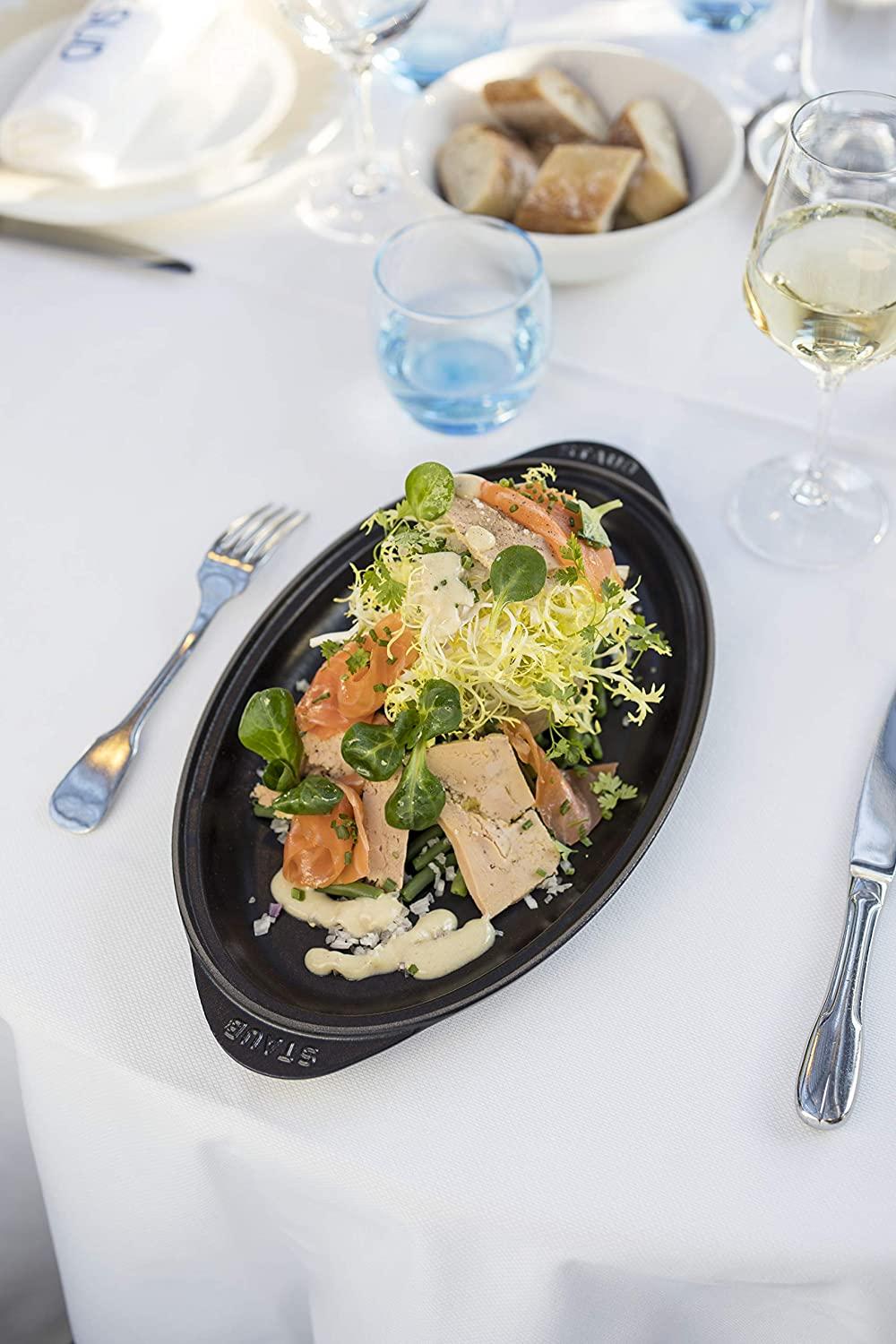 Staub Cast Iron 14.5-inch x 8-inch Covered Fish Pan - Matte Black, Made in France