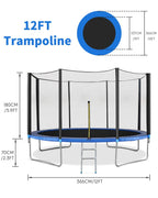MaxKare Trampoline 12ft for Kids Adult with Safety Enclosure, 600 lbs Capacity