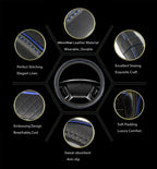 Car Steering Wheel Cover, Anti-Slip, Safety, Soft, Breathable, Heavy Duty, Thick, Full Surround, Sports Style (Black Blue)