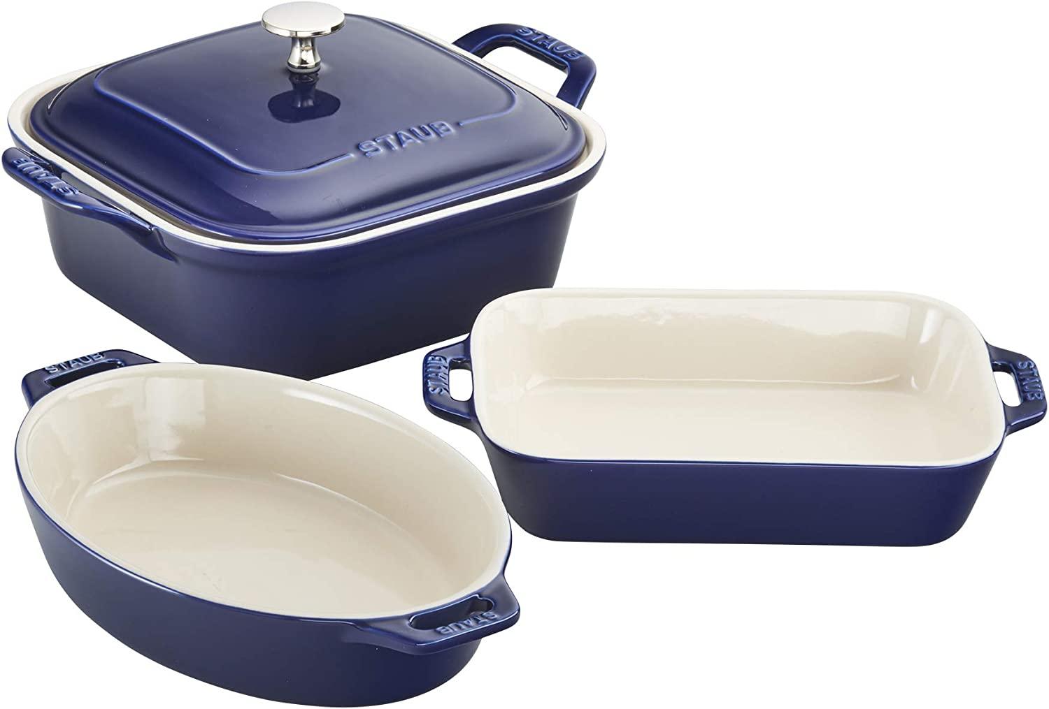 STAUB Ceramics Baking Dish Set, 4 pc, Dark Blue