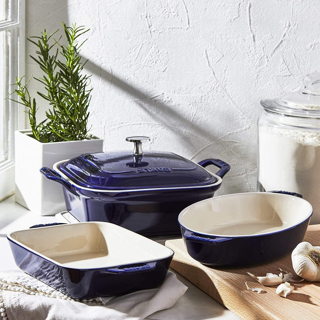 STAUB Ceramics Baking Dish Set, 4 pc, Dark Blue