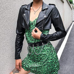 leather biker cropped jacket
