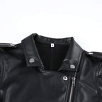 leather biker cropped jacket