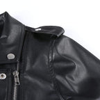 leather biker cropped jacket