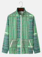 mens all over letter dot print zip jacket street two pieces outfits