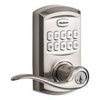 917 SmartCode Satin Nickel Electronic Single-Cylinder Tustin Door Lever Featuring SmartKey Security