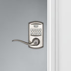917 SmartCode Satin Nickel Electronic Single-Cylinder Tustin Door Lever Featuring SmartKey Security
