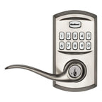 917 SmartCode Satin Nickel Electronic Single-Cylinder Tustin Door Lever Featuring SmartKey Security