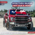 Autoamerics 1-Piece Windshield Sun Shade American Texas Flag USA Patriotic  - Foldable Car Front Window Sunshade for Sedans SUV Truck - Blocks Max UV Rays and Keeps Your Vehicle Cool - Large