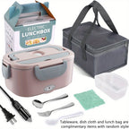 Electric Lunch Box Food Warmer Portable For Car &amp; Home - Leak Proof, Lunch Microwave For Truckers With  Steel Container 50.72 oz, 110V/12V/24V