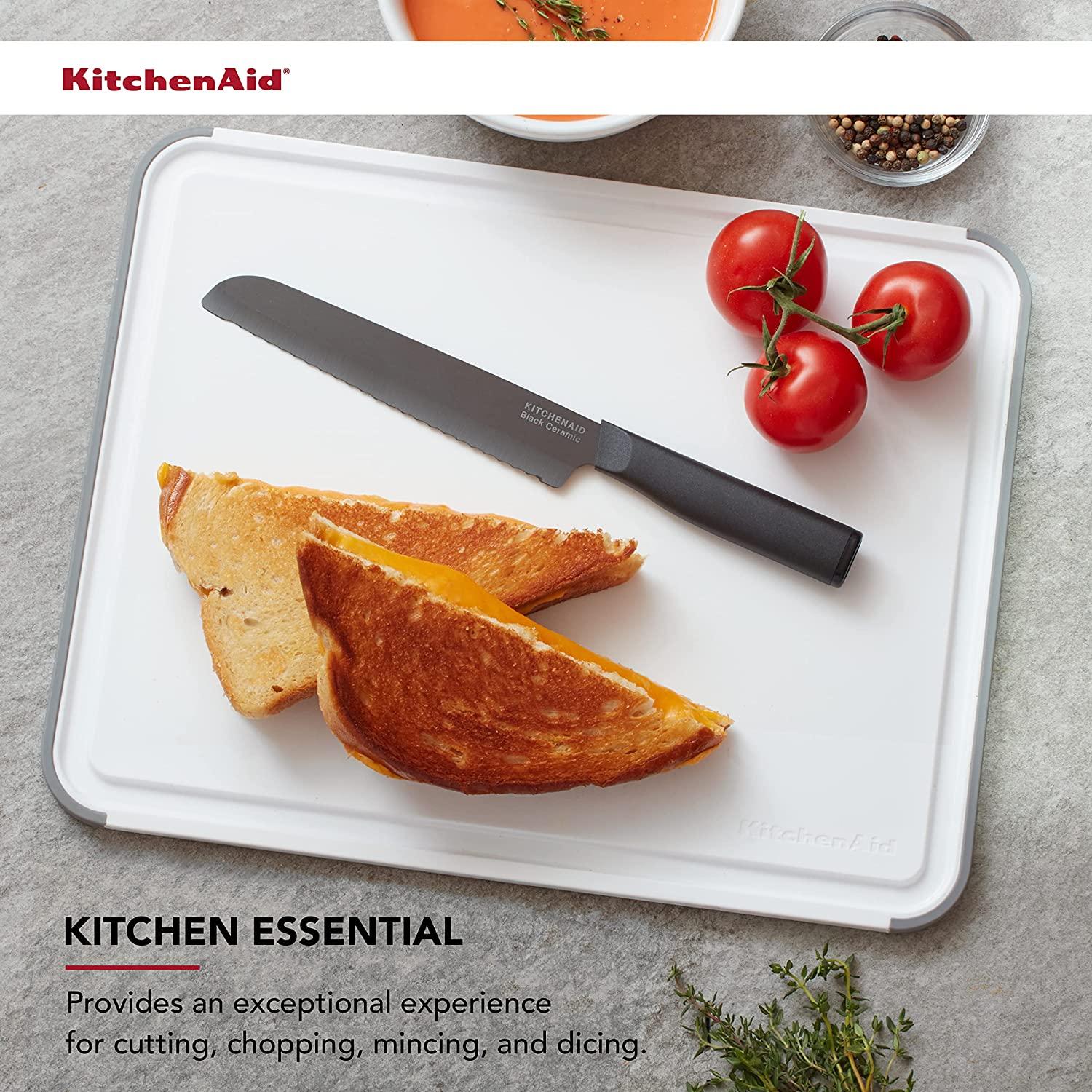 KitchenAid Classic Nonslip Plastic Cutting Board, 11x14-Inch, White