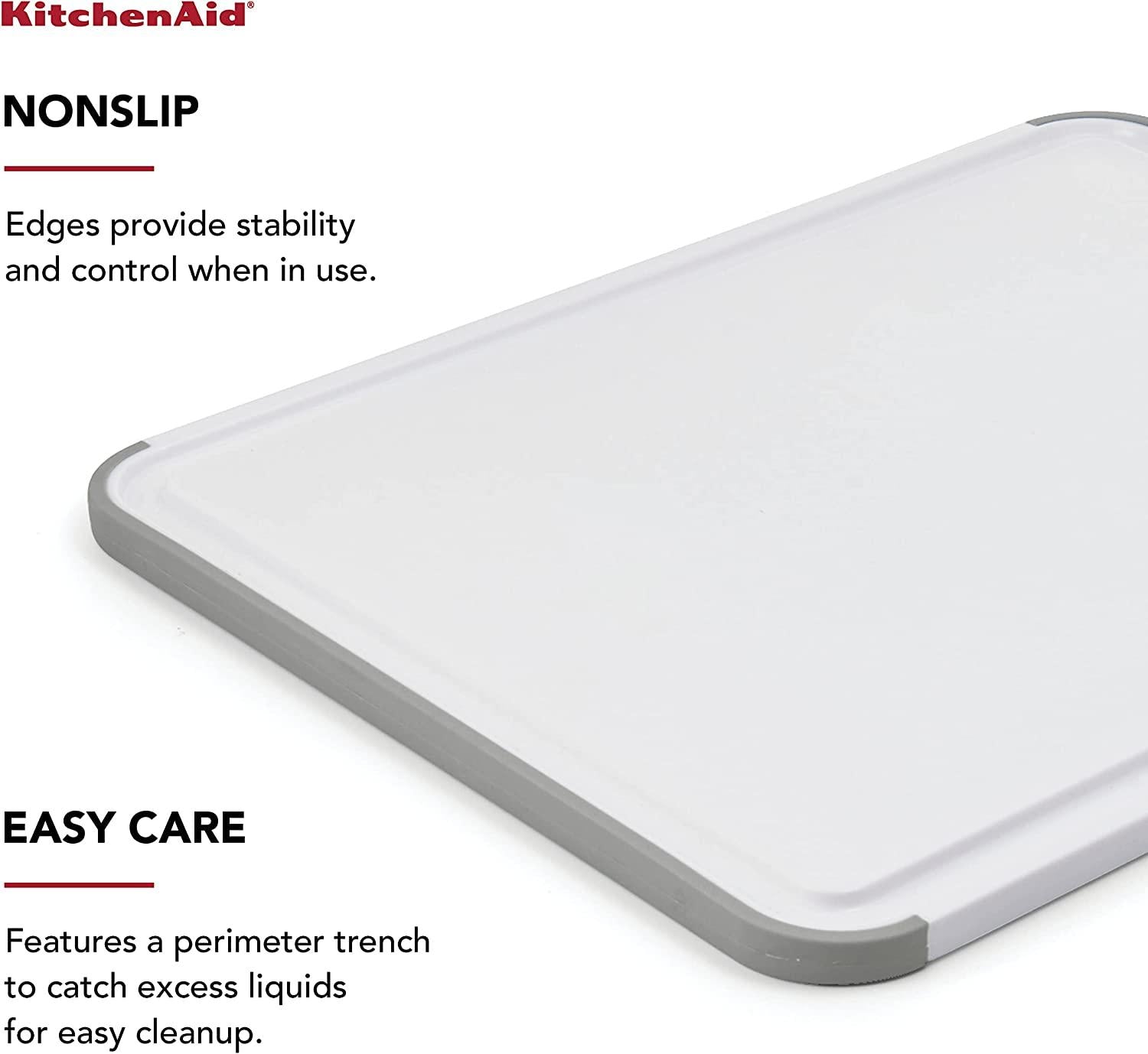 KitchenAid Classic Nonslip Plastic Cutting Board, 11x14-Inch, White