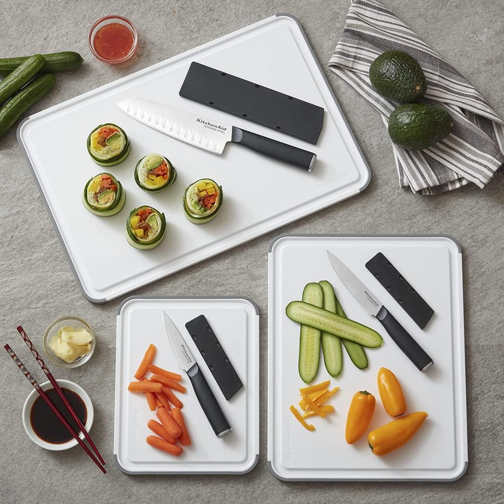 KitchenAid Classic Nonslip Plastic Cutting Board, 12x18-Inch, White