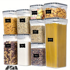 9Pcs Airtight Food StoraContainers With Lids,BPA Free,Plastic Kitchen And Pantry Canisters For Cereal,Dry Food,Flour And Sugar,Dishwasher Safe