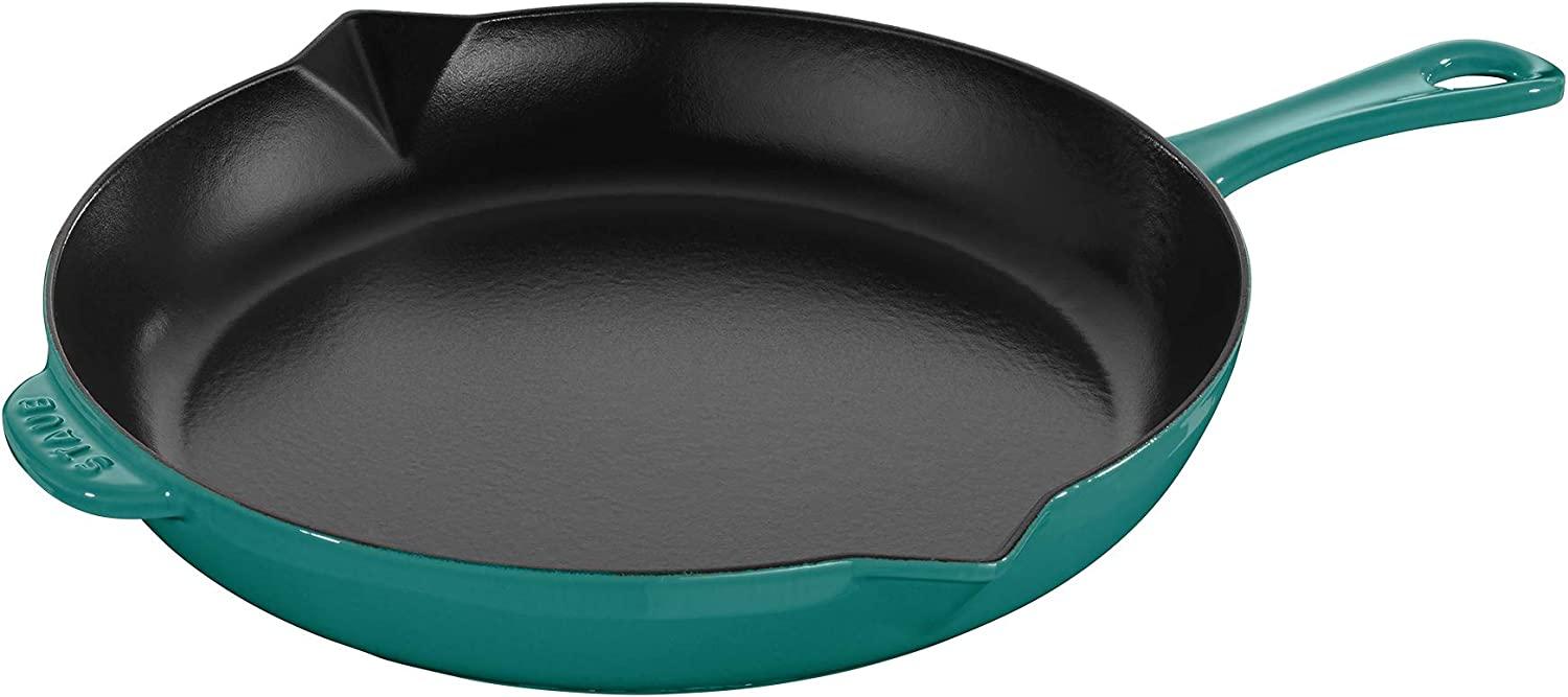 Staub Cast Iron 10-inch Fry Pan - Turquoise, Made in France