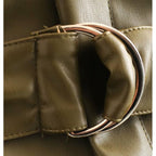 army green leather high waist pants