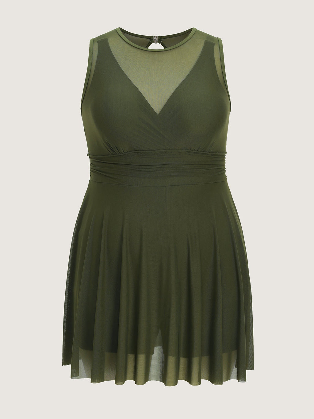 Sheer Open Back Fit And Flare Swim Dress