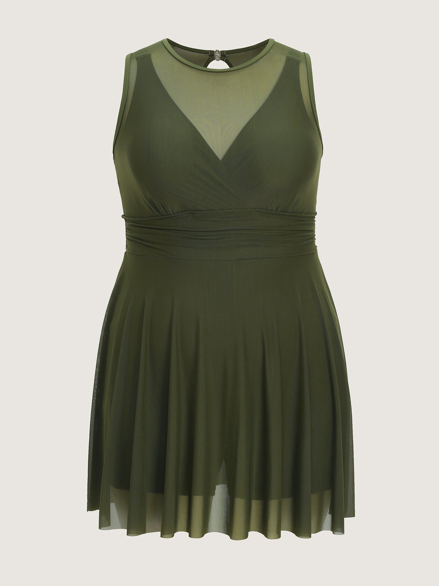 Sheer Open Back Fit And Flare Swim Dress