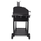 Charcoal Grill With 2 Side Tables In Black