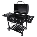 Charcoal Grill With 2 Side Tables In Black
