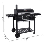 Charcoal Grill With 2 Side Tables In Black