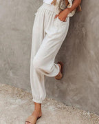 women‘s solid relaxed fit trouser
