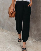 women‘s solid relaxed fit trouser