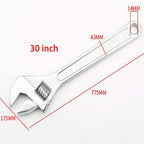 30-Inch Adjustable Wrench Adjustable Spanner Wide Mouth Wrenches, Forged, Chrome-Plated, Hand Tools, 775 MM,1 PACK