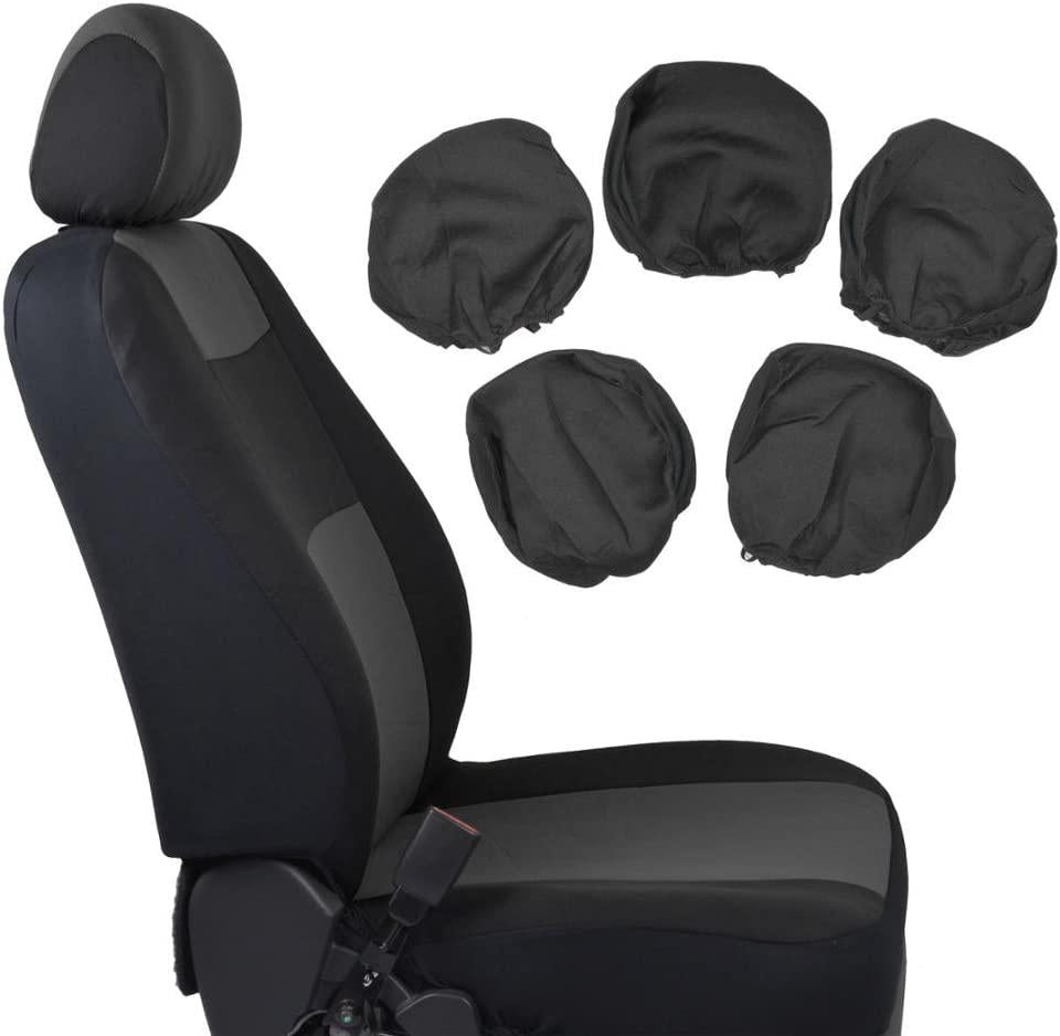 BDK PolyPro Car Seat Covers Full Set in Charcoal on Black – Front and Rear Split Bench Seat Covers for Cars, Easy to Install Car Seat Cover Set, Car Accessories for Auto Trucks Van SUV