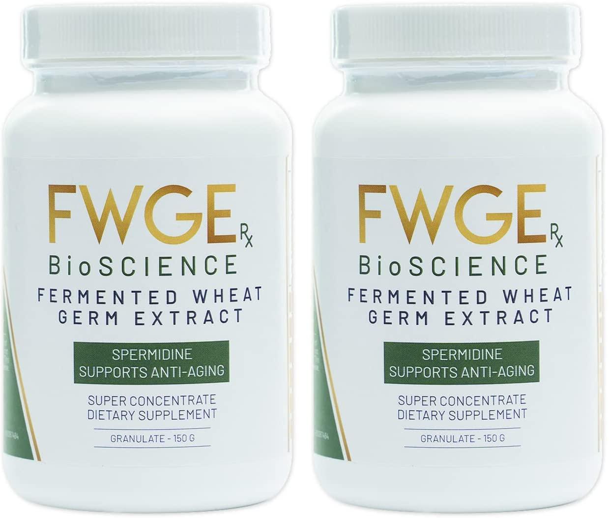 Spermidine Immune Defense and Cell Renewal Premium Fermented Wheat Germ Extract, Vitality Inducer, Non-GMO, Gluten-Free, Sugar-Free, Vegan, Antioxidant, Natural, Granulate 2 Bottles 300 Grams