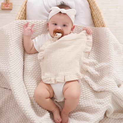 Loveys for Babies, 2 Pack Organic Cotton Muslin with Attachable Snap Closure -Newborn Baby Lovey Security Blankets for Babies Baby Blanket (Purple)