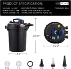 VIVOHOME Bio Pressure Pond Filter, Up to 2600 Gallons