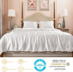 PROMEED 22 Momme Silk White Duvet Cover King, Highest Grade 6A Mulberry Silk Bedding Comforter/Quilt Cover with Zipper (White, King)