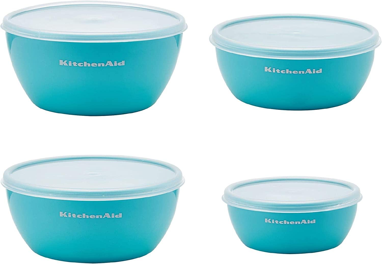 KitchenAid Classic Prep Bowls with Lids, Set of 4, Aqua Sky