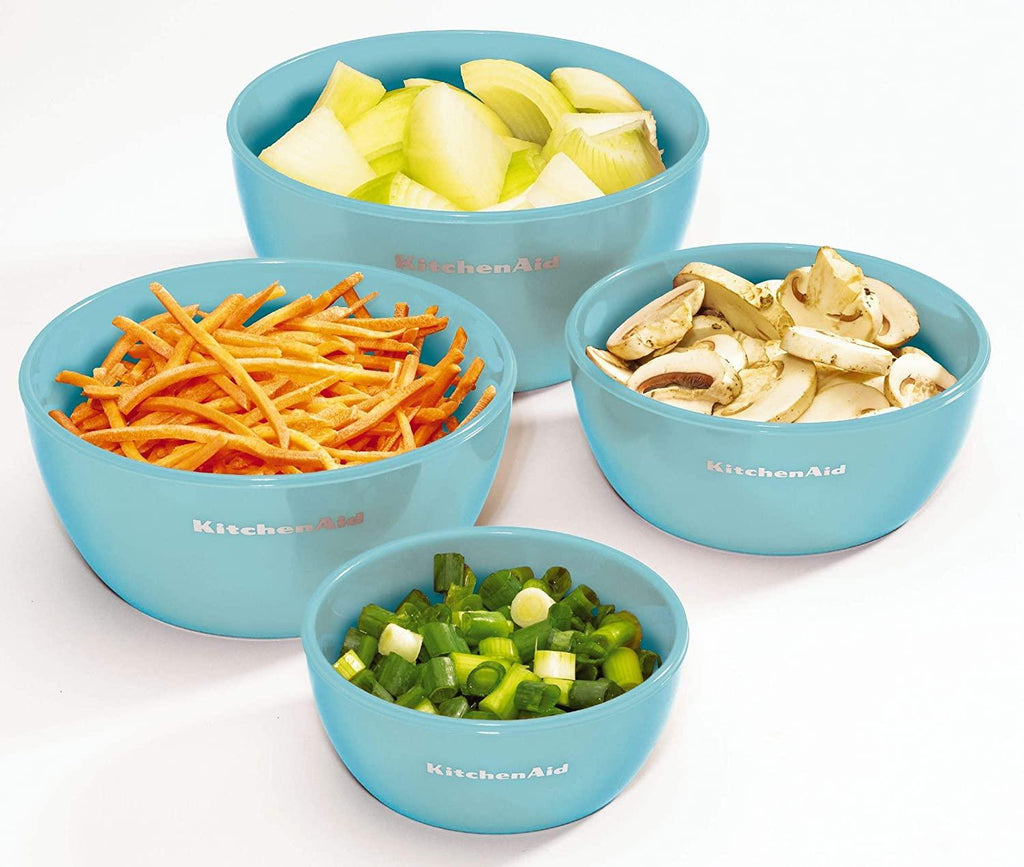 KitchenAid Classic Prep Bowls with Lids, Set of 4, Aqua Sky