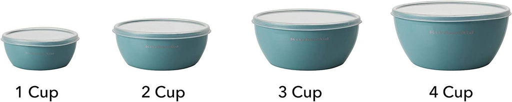KitchenAid Classic Prep Bowls with Lids, Set of 4, Aqua Sky