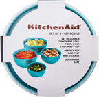 KitchenAid Classic Prep Bowls with Lids, Set of 4, Aqua Sky