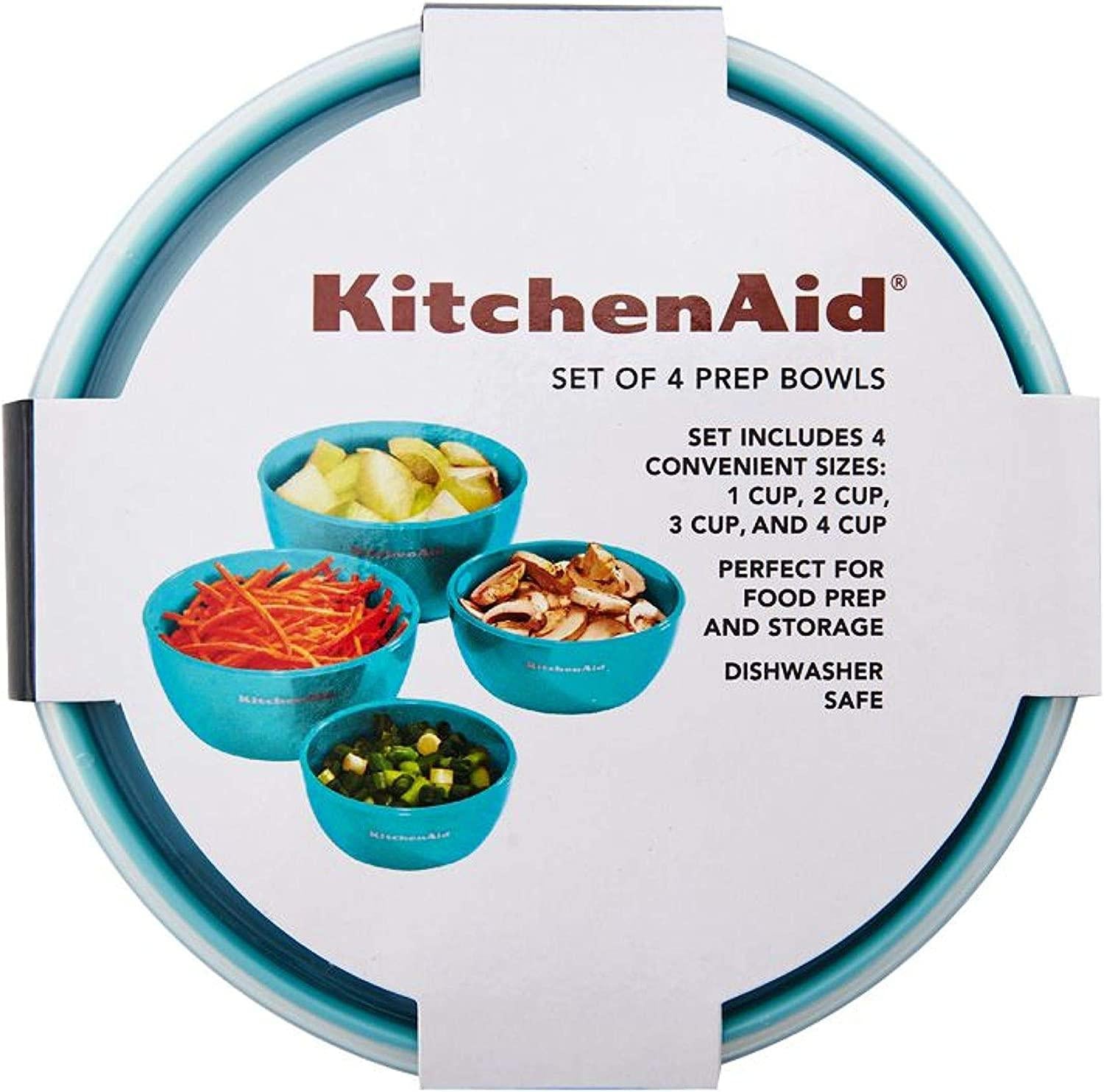 KitchenAid Classic Prep Bowls with Lids, Set of 4, Aqua Sky