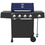 BBQ Grill 4 Burner with Side Burner LP Propane Gas Barbeque Grill in Blue
