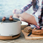 Portable Grill Charcoal Chrome-Plated Steel in White with Adjustable Air Vents