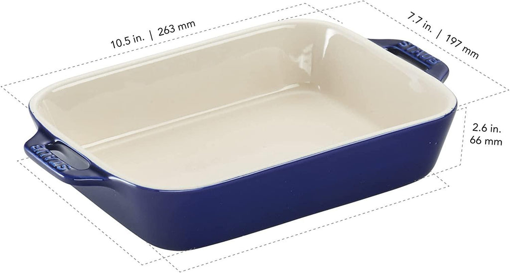 STAUB - 40508-591 STAUB Ceramics Rectangular Baking Dish, 10.5x7.5-inch, Dark Blue