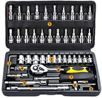 Flexibility 46Pcs Tool Box Car Motorcycle Repair Set Hand Tool Home Service DIY Kit Socket Head Wrench Safety