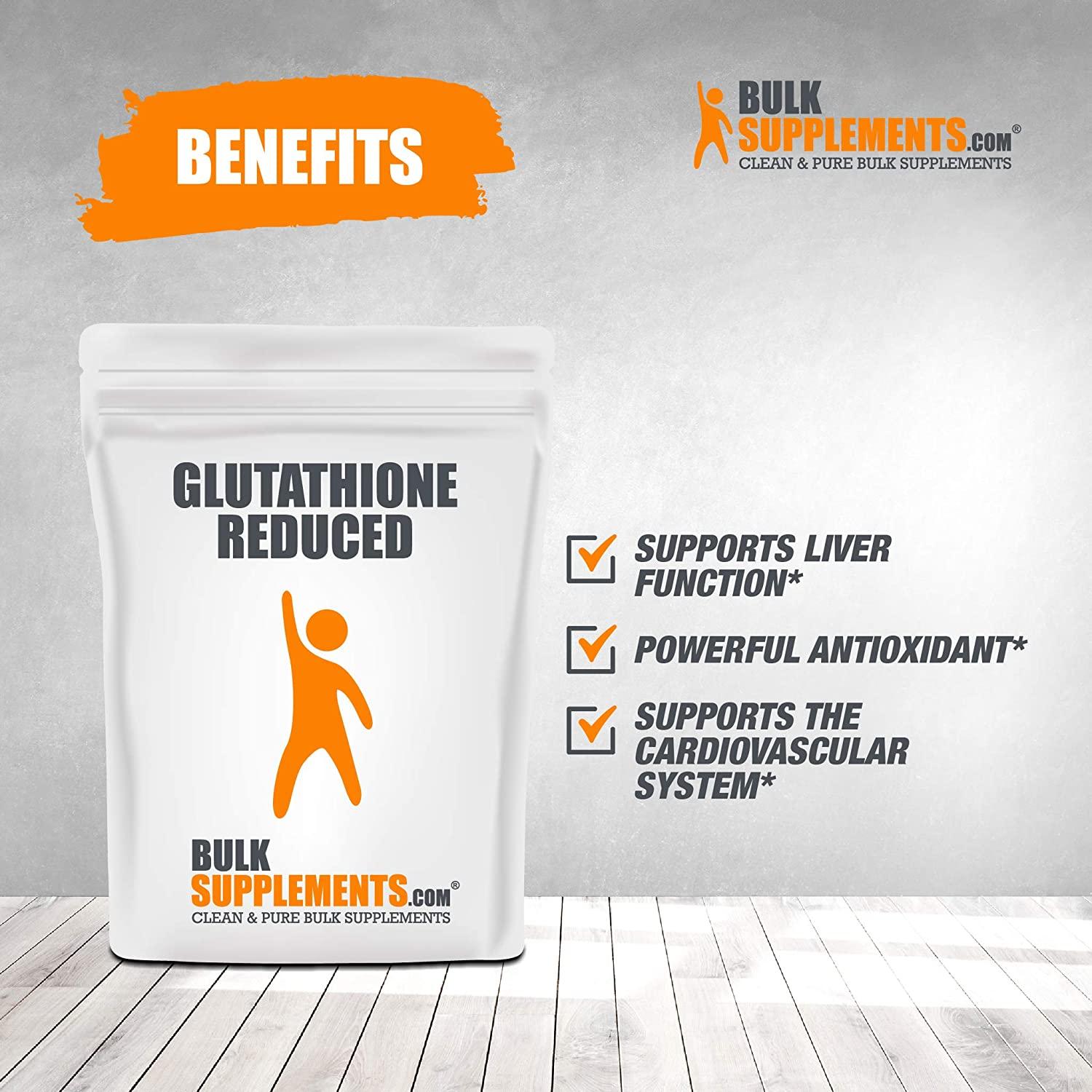 BulkSupplements.com Glutathione Reduced Powder - Liver Support Supplement - Antioxidants Supplement - Anti Bloating for Women - Glutathione Supplements - Skin Whitening (500 Grams - 1.1 lbs)