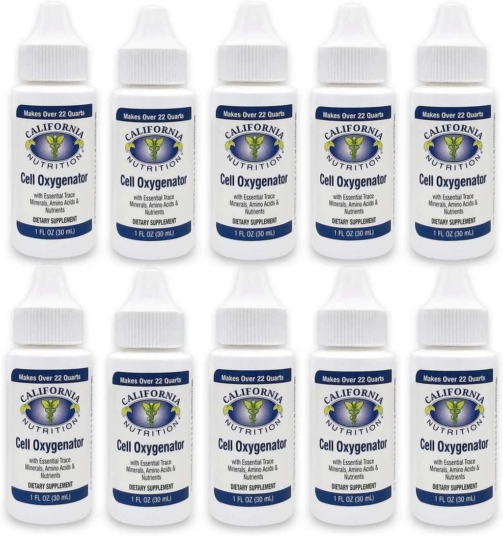 California Nutrition Cell Oxygenator 1 Fl Oz Bottle (Pack of 10), Liquid Oxygen Drops Daily Nutritional Supplement
