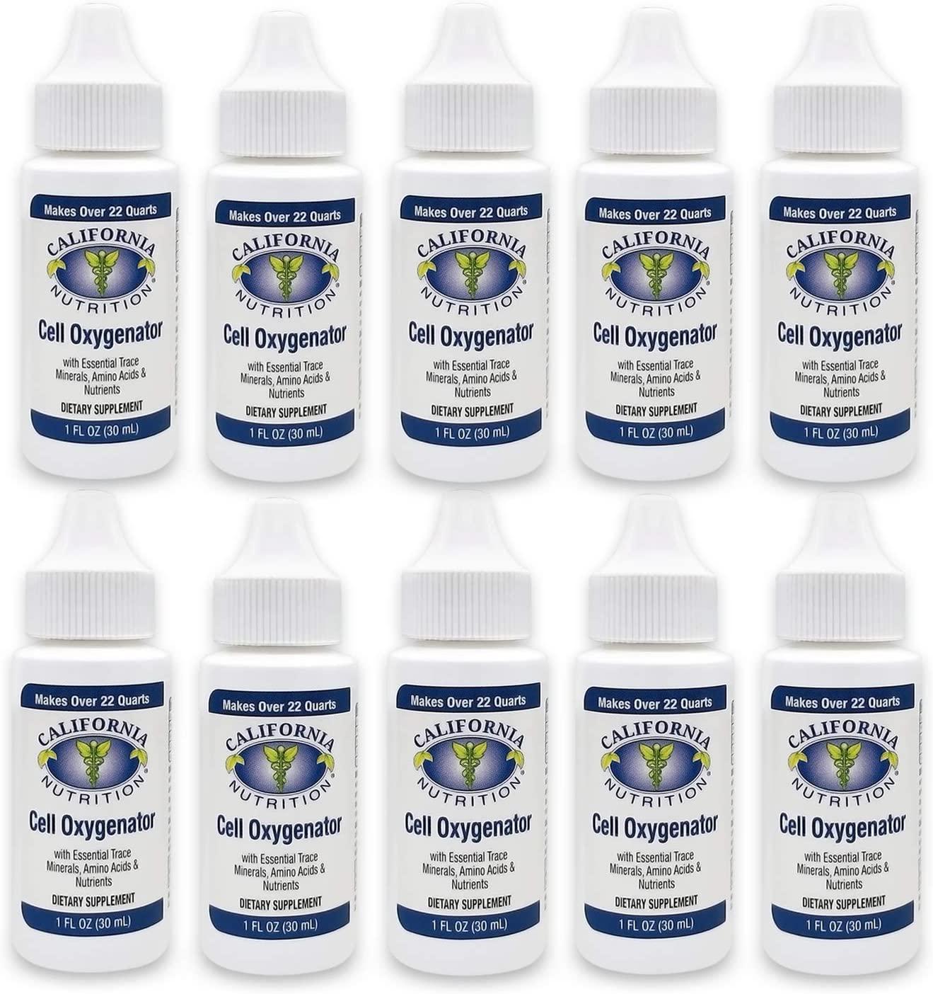 California Nutrition Cell Oxygenator 1 Fl Oz Bottle (Pack of 10), Liquid Oxygen Drops Daily Nutritional Supplement