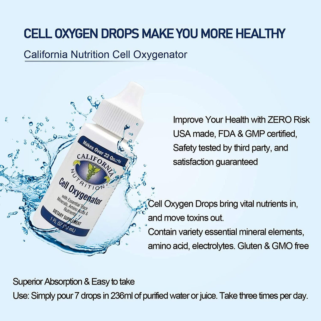California Nutrition Cell Oxygenator 1 Fl Oz Bottle (Pack of 10), Liquid Oxygen Drops Daily Nutritional Supplement