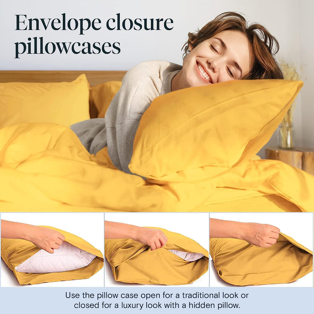LuxClub 6 PC King Size Sheet Set Bamboo Sheets Deep Pockets 18" Eco Friendly Wrinkle Free Cooling Sheets Machine Washable Hotel Bedding Silky Soft - Medallion Gold King