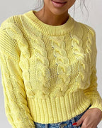 Braided Long Sleeve Knit Crop Sweater
